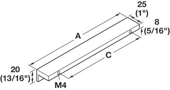 Prstová úchytka, s profilem L, hliník