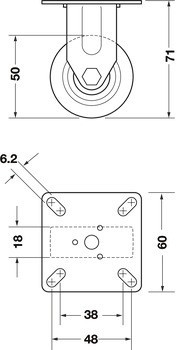 Průmyslové a otočné kolečko, S měkkou pojezdovou plochou, pevné nebo volnoběžné