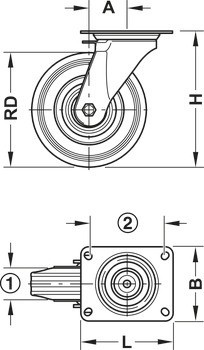Průmyslové a otočné kolečko, S měkkou pojezdovou plochou, pevné nebo volnoběžné