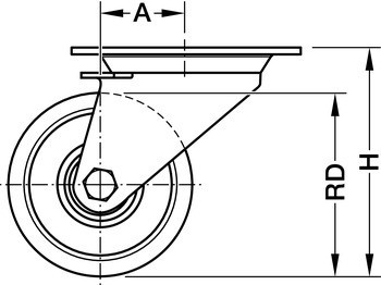 Průmyslové a otočné kolečko, s měkkou pojezdovou plochou