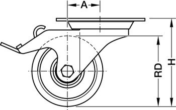 Průmyslové a otočné kolečko, s měkkou pojezdovou plochou