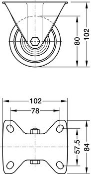 Průmyslové a otočné kolečko, s měkkou pojezdovou plochou