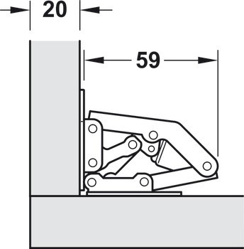 Pružinový závěs, Úhel otevření 90°