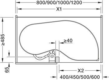 Půlkruhové otočné kování do rohové skříňky, Häfele Utensio ST10 Plus Glide Corner