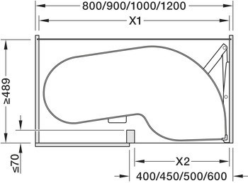 Půlkruhové otočné kování do rohové skříňky, Häfele Utensio ST10 Plus Slide Corner