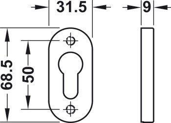 PZ rozeta, Startec, pro dveře s úzkým rámem, PDH 5, nerez, požárně odolné dveře