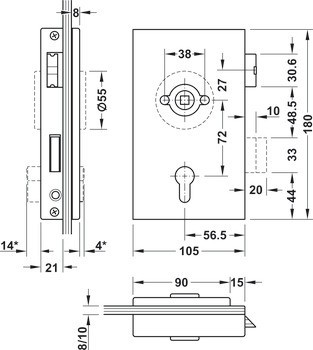 PZ zámek pro skleněné dveře, GHP 203, Startec