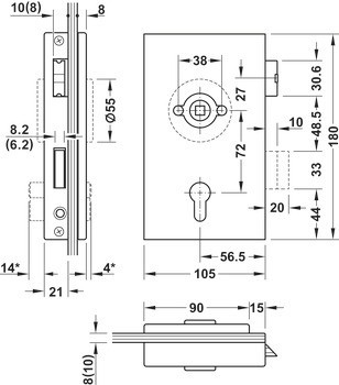 PZ zámek pro skleněné dveře, GHP 203, Startec