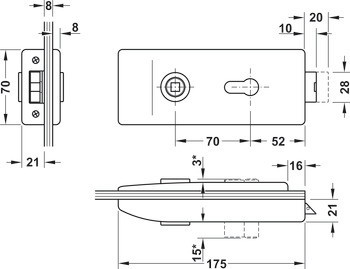 PZ zámek pro skleněné dveře, GHR 202 a 203, Startec