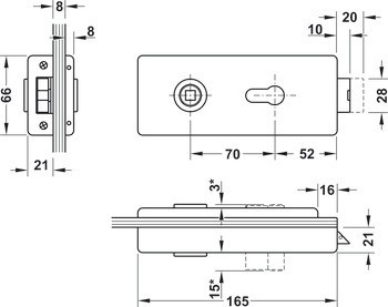 PZ zámek pro skleněné dveře, GHR 402 a 403, Startec