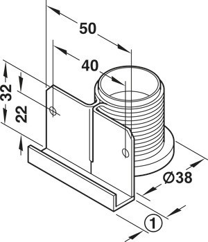 Rektifikační soklový šroub, s nosným úhelníkem, k přišroubování