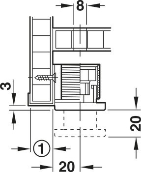 Rektifikační soklový šroub, s nosným úhelníkem, k přišroubování