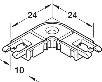 Rohový konektor, Pro Häfele Loox5 osvětlovací LED pásku, 8 mm, 2pólovou (jednobarevná nebo multi-white 2vodičová technologie)