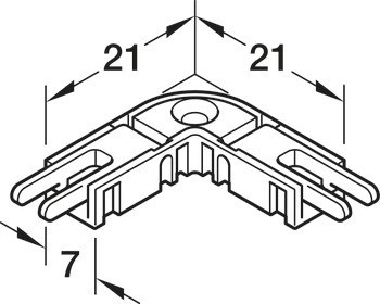 Rohový konektor, pro Häfele Loox5 osvětlovací LED pásky, 5 mm, 2pólový (jednobarevná nebo tunable white 2vodičová technologie)