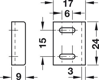 Rohový protiplech, Häfele Symo LA, k přišroubování, 24 x 17 x 9 mm