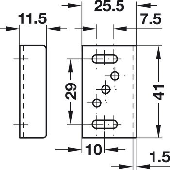 Rohový protiplech, Häfele Symo LA, k přišroubování, 41 x 25,5 x 11,5 mm