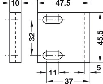 Rohový protiplech, Häfele Symo LA, k přišroubování, 45,5 x 47,5 x 10 mm