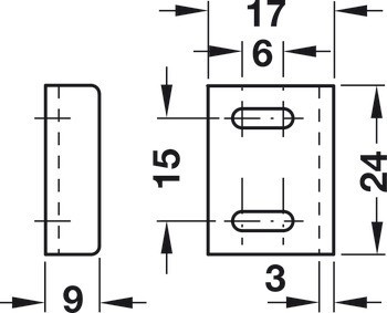 Rohový protiplech, k přišroubování, 24 x 17 x 9 mm
