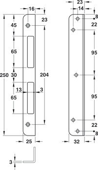 Rohový protiplech, pro čelní plech 20 mm, 250 mm