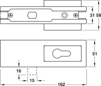 Rohový zámek kování, I, s PZ otvorem, Startec