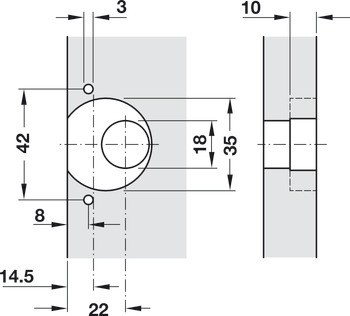 roletkový zadlabací zámek, Häfele Symo EC, backset 22 mm