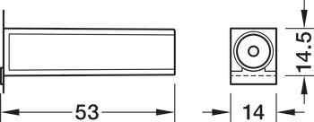 Rovné tělo adaptéru, pro mechanismus tlumeného zavírání Smove, k přišroubování pomocí vrutů do dřevotřísky