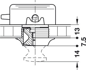 Rozeta, pro Push-Lock, pro tloušťku desky 13 mm