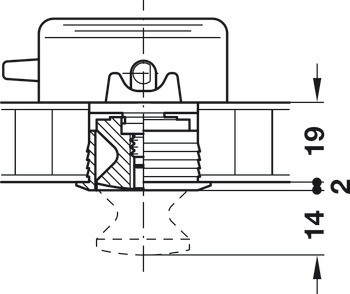 Rozeta, pro Push-Lock, pro tloušťku desky 19 mm