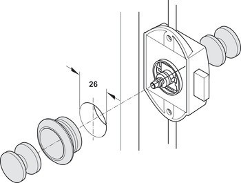 Rozeta, pro Push-Lock, pro tloušťku desky 16 mm