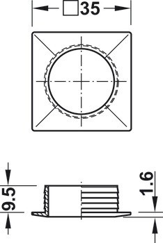 Rozeta, pro tloušťku panelu 17 mm nebo 19 mm