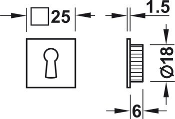 Rozeta, zinková slitina, čtvercová