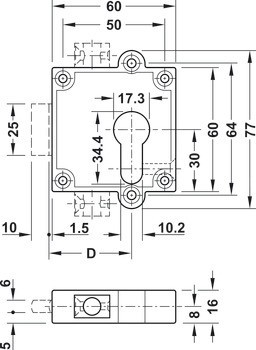 Rozvorový zámek, PZ 60, backset 38,5 nebo 40 mm