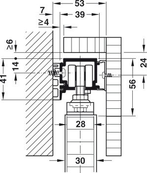 Kování pro posuvné dveře, Hawa Porta 60/100 H/HC, sada