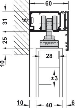 Kování pro posuvné dveře, Hawa Porta 60/100 H/HC, sada