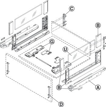 Sada bočnice zásuvky, Blum Legrabox free