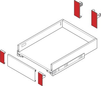 Sada čelního kování, pro vnitřní zásuvku, Häfele Matrix Box Slim A