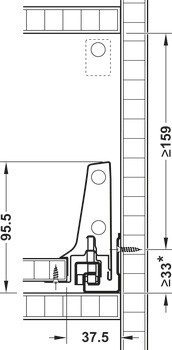 Sada čelního výsuvu, Blum Tandembox antaro, reling C, systémová výška M, výška bočnice 83 mm