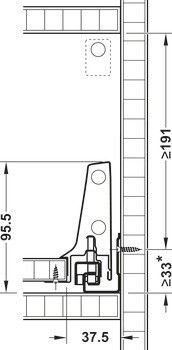 Sada čelního výsuvu, Blum Tandembox antaro, reling D, systémová výška M, výška bočnice 83 mm