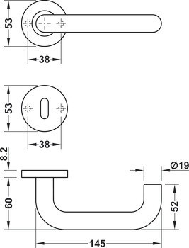 Sada dveřních klik, Häfele Startec, model LDH 2170, nerez