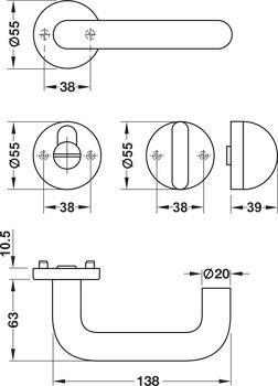 Sada dveřních klik, Hewi 111.R02.130 polyamid