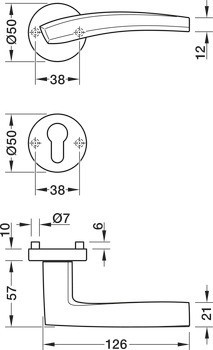 Sada dveřních klik, Mosaz, třída 3, Startec LDH 3310