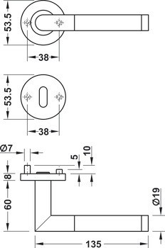 Sada dveřních klik, Nerez, Startec, model LDH 2171 Bicolor