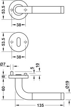 Sada dveřních klik, Nerez, Startec, model LDH 2172 Bicolor