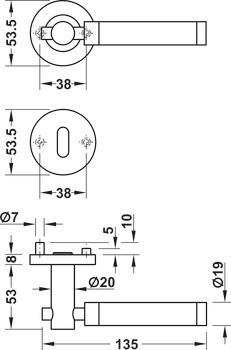 Sada dveřních klik, Nerez, Startec, model LDH 2191 Bicolor