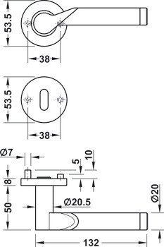 Sada dveřních klik, Nerez, Startec, model LDH 2195 Bicolor