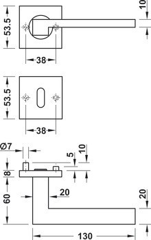 Sada dveřních klik, Nerez, Startec, model LDH 2196