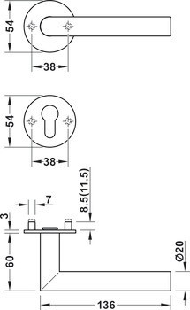 Sada dveřních klik, Nerez, Startec, model LDH 3171