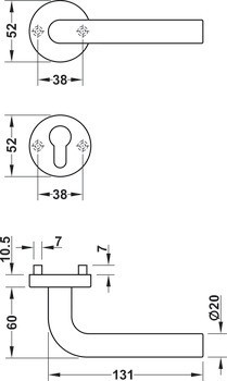 Sada dveřních klik, Nerez, Startec, PDH3101-E