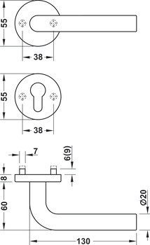 Sada dveřních klik, nerez, Startec, PDH3101, rozeta