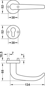 Sada dveřních klik, Nerez, Startec, PDH3104-E